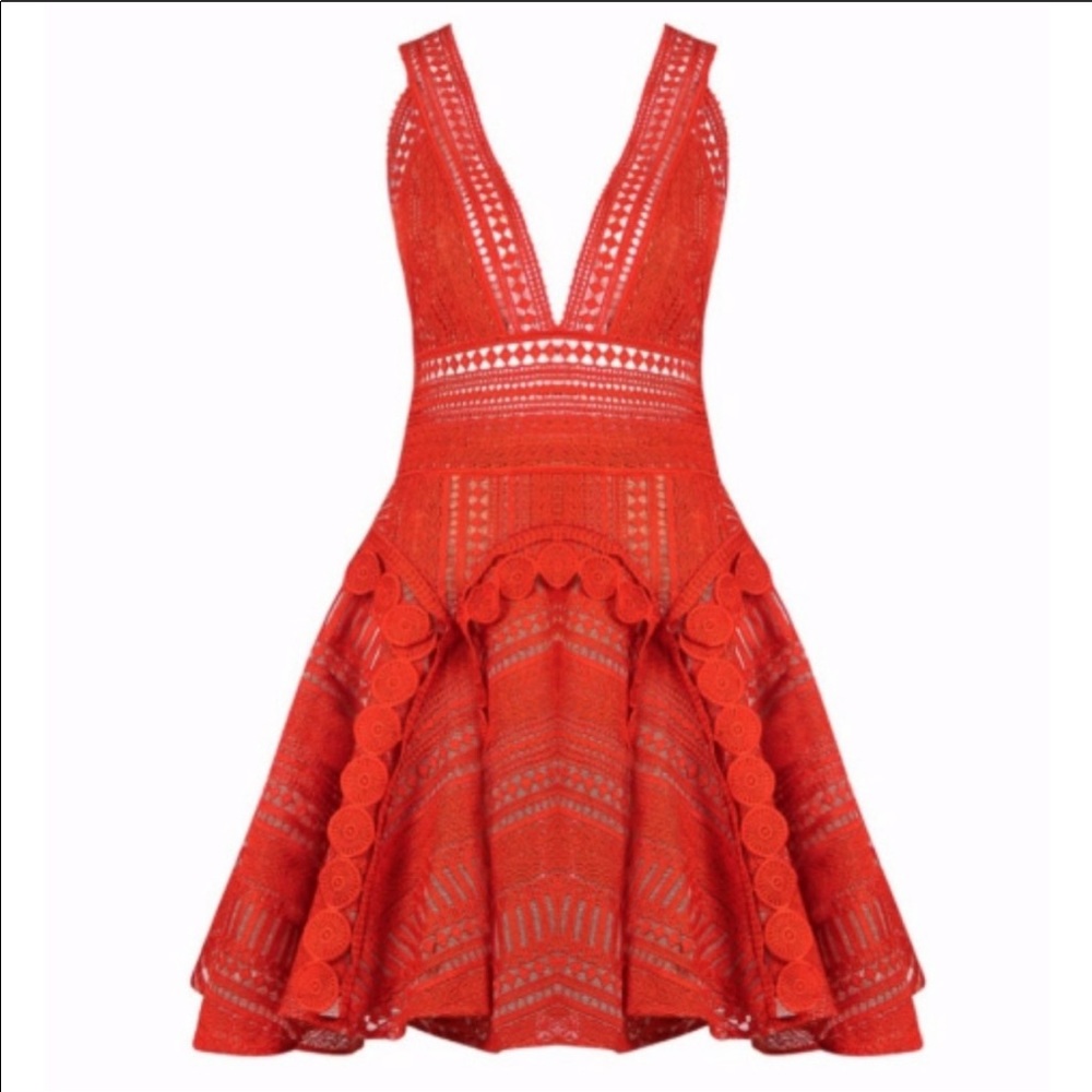 NWT THURLEY Orange Mandarin Lace Mini Dress.